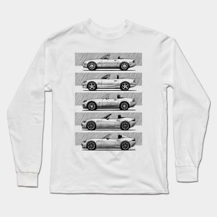 My drawings of of all generations of the Japanese roadster car Long Sleeve T-Shirt